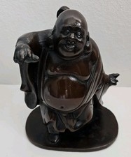 Vintage Japanese Hotei Bronze Cast Iron Statue Figure Laughing Budai Buddah picture
