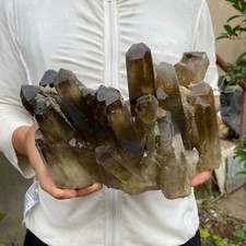 10.7lb Large Natural Black Smoky Quartz Crystal Cluster Raw Mineral Specimen picture