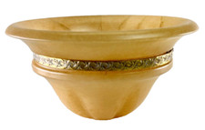 7.7 x 4 inch Marbled Alabaster Bobeche Chandelier with Gold RIng,  Yellow picture