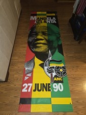 Nelson Mandela 1990 Atlanta Freedom Tour Official Vinyl Street Banner 8' x 2.5' picture