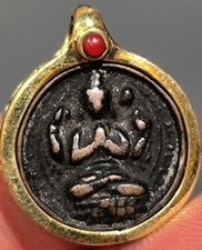 Real Tibet Old Copper Buddha Statue Pendant Amulet Avalokitesvara Bodhisattva picture
