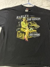 VTG Harley Davidson Old Glory Laurel MD T-Shirt XL Black Military Pinup Girl EUC picture