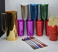 Vintage Valerio Albarello Gold Pitcher • Color Craft Cups • Stirrers • 18pc Set  picture