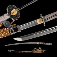 Hand Forged Japanese Katana 9260 Spring Steel Full Tang Fushigiri Semi-Tachi picture