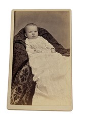 Antique CDV Baby Christening Dress Hidden Mom Victorian Jean Graham Photo 1800s picture