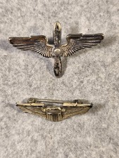 WWII Sterling Silver Insignia Lot Walter Lampi Juarez Prop Wings Polit Pin 1940s picture