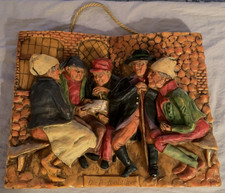 Unique Vintage   German  Wax  Art  Wall Plaque  The Village Politicians picture