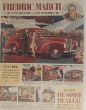 1939 Print Ad De Soto 4-Door Car Hollywood Premiere Actor Fredric March Arrives picture