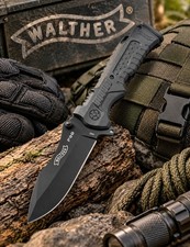 WALTHER P99 Black Flipper Pocket Folding knife 440C SS blade with Nylon Sheath picture