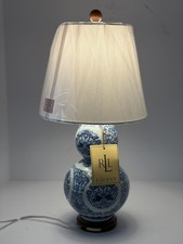 Ralph Lauren 21 Inch Blue And White Double Gourd Table Lamp Koi Fish NWT picture