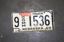 Original 1969 - 1971 Nebraska Truck License Plate, Buffalo County, 9-1536 picture