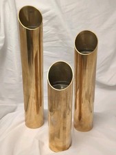 Set of 3 Graduated Brass Cylinder Candle Holders MCM Vintage Scandinavian picture