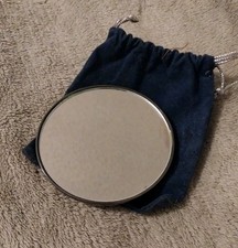 Vintage Purse Mirror Princess House Silverplated Silver W/ Blue Felt Bag picture