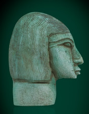 Egyptian Pharaoh Head Bust Green Stone Profile Ancient Egyptian Art Sculpture picture