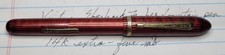 Vintage Eberhard Faber Striated Red Fountain Pen 14K Plated EF Nib - 1930s picture