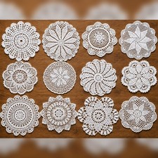 12Pcs/Lot 7-8inch White Vintage Hand Crochet Lace Round Table Mats Doily Doilies picture