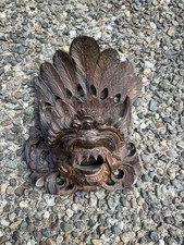 Vintage Indonesian Balinese Hand Carved Wood Barong Style Wall Mask Sculpture picture