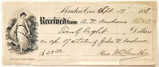 1888 Meriden Connecticut Received From Estate Payment Victorian Woman Vignette picture