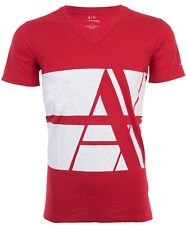 ARMANI EXCHANGE Red BOLD STRIPED Short Sleeve Slim Fit Designer V-neck T-shirt picture
