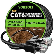 Cat 6 Outdoor Ethernet Cable 200 ft, 24AWG 10Gbps Cat6 Cable Cord Waterproof ... picture