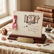 Vintage 1920s Art Deco Birdcage Birthday Card Pink Satin Ribbon Grandmillennial picture