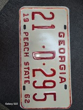 Georgia Tag/License Plate 1962 # 21-D-295, Spalding County Under 3000 lbs.weight picture