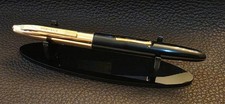 Vintage Scripto Black Gold Cap Lever Fill Fountain Pen Fine Nib Tested picture