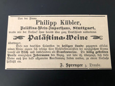 PALESTINE TEMPLERS GERMAN COLONY WINE WINERY STUTTGART KUBLER 1897 picture