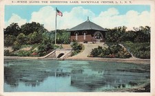 Long Island NY Reservoir Lake Rockville Centre New York Vtg Postcard J11 picture
