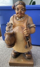 Anri Italy ~ ca 1960 ~ The InnKeeper With Keys Jugs~ Hand Carved Wooden Figurine picture
