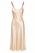 Vintage Oscar de la Renta Satin Slip Dress Nightgown Cream Floral Trim Straps picture
