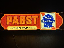VTG Pabst Blue Ribbon Good Old-Time Flavor Large Lighted Hanging Beer Sign WORKS picture