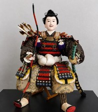 Vintage Japanese Musha Ningyo Samurai Warrior Doll Figure w/ Armor Bow & Arrows picture