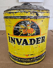 Vintage Invader Oil Can 5 Gallon Advertising Rare Motor Oil  gas station picture