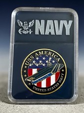 US NAVY - USS AMERICA CV-66 Challenge Coin in Display Case ·FAST SHIPPING· ·NEW· picture