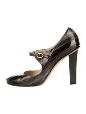 Jimmy Choo Black Eel Mary-Jane Block Heels Pumps Retail $995 Size 37 picture