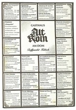 Gasthaus Alt Köln Am Dom Treffpunkt Kölsch Restaurant Menu 1996 Single Sheet picture