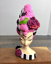 Bella Lux Retro Bride of Frankenstein Bust - Pink Hair Halloween Decor picture