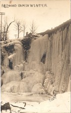 REDWOOD DAM FROZEN redwood falls mn c1910 postcard real photo rppc minnesota picture
