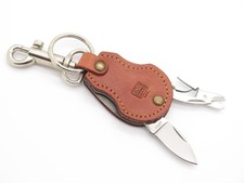 Vtg SOG Specialty Attache Tan Leather Seki Japan Folding Pocket Knife Ketchain picture