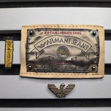 Vintage Armani Jeans Soft Leather Replacement Patch Badge Label Denim Jeans P51 picture