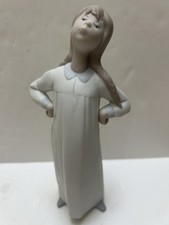 Vintage Retired LLADRO Porcelain Figurine Nightgown Girl Stretching A-5O Spain picture