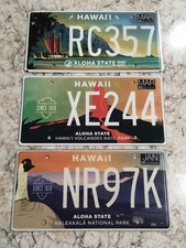 GREAT SET OF ALL 3 HAWAII GRAPHIC LICENSE PLATES ,ALL NEAR MINT CONDITION ,  picture