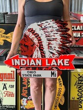 Vintage Style Metal Sign Indian Lake Ohio State Park 24x20 picture