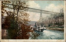 Saint Falls City Kentucky steamboat high bridge Phostint Detroit Publ postcard picture