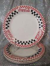 Set Of 4 Gibson Retro  Coca-Cola Black/Red Checkered 10 1/2