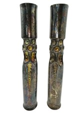 Thomas Roy Markusen Brutalist Silver Plate #101 Holders Pair Signed 14.5