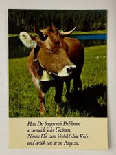 1987 Swiss Alps Cow Bell Poem Bern Switzerland Meadow Lake Vintage Postcard picture