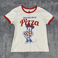 Disney Parks Minnie Mouse You Had Me At Pizza Ringer Tee T-shirt Women’s Medium picture