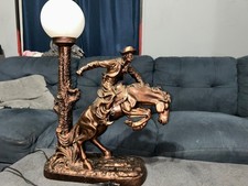Rare 1950s/ 1960s “THE VISION” WRANGLER ON HORSEBACK/ BUCKING BRONCO LAMP picture
